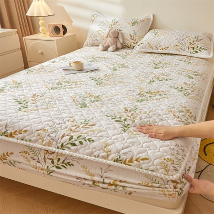 91家纺网 家纺一手货源 找家纺 (总) 兄弟坊 2025新款牛奶绒印花床护垫床笠 床垫保护套