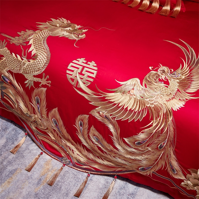 91家纺网 家纺一手货源 找家纺 宏羽纺家纺 2024新款13372纯棉婚庆套件系列 千禧婚嫁