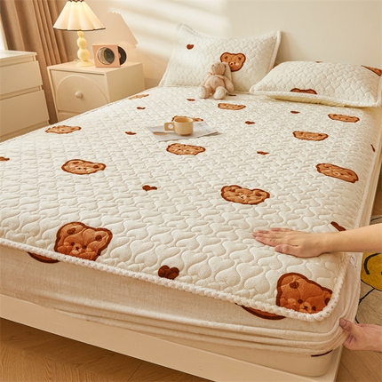 91家纺网 家纺一手货源 找家纺 (总) 兄弟坊 2025新款牛奶绒印花床护垫床笠 床垫保护套