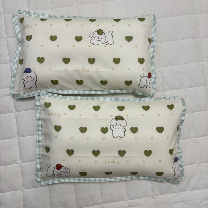 91家纺网 家纺一手货源 找家纺 2024新款A类133x72铂金全棉枕套枕头枕芯七彩童年系列 枕套+枕芯-实拍图 嘟嘟狗