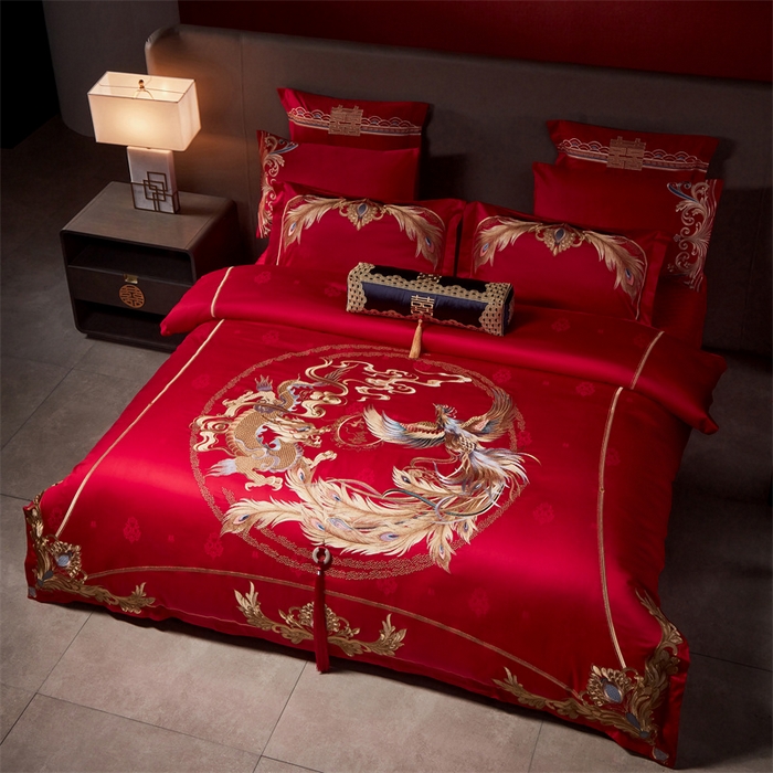 91家纺网 家纺一手货源 找家纺 宏羽纺家纺 2024新款高支高密纯棉提花婚庆套件系列（控价680）喜事将至