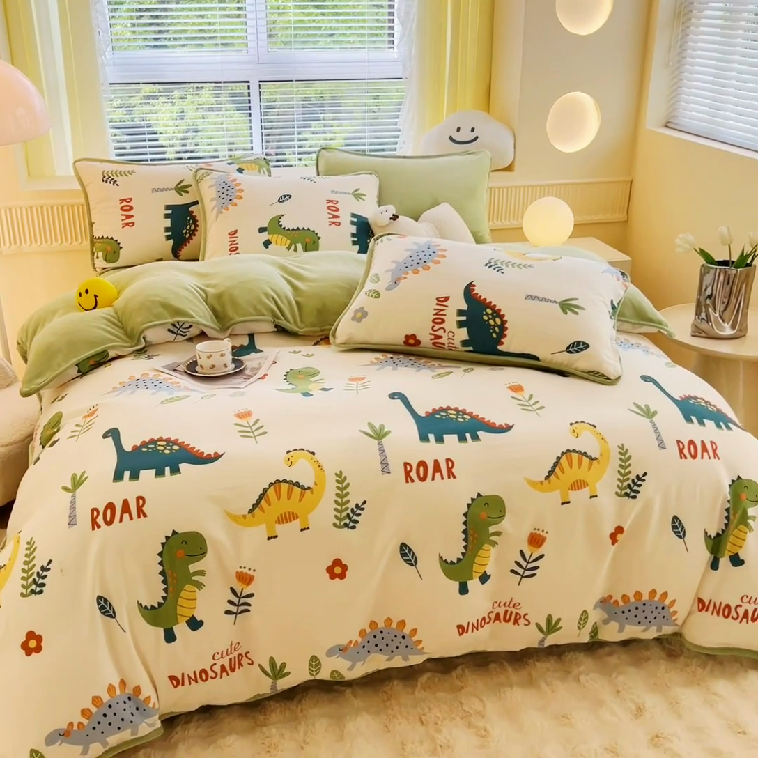 91家纺网 家纺一手货源 找家纺 （总）2024新款全棉加牛奶绒四件套单被套系列-四件套