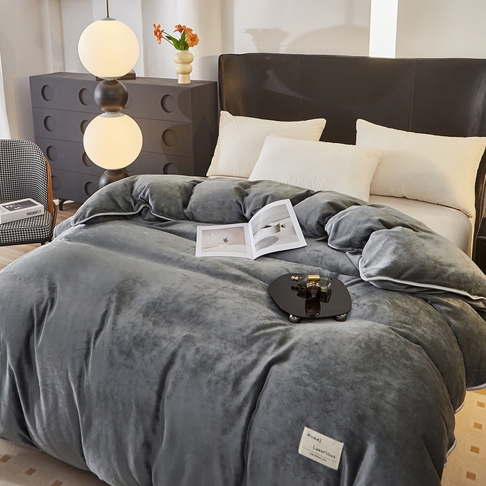 91家纺网 家纺一手货源 找家纺 绣女坊 2024新款牛奶绒220克-单被套 单被套-灰色