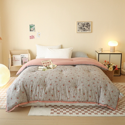 亿莱鑫 2025新款小竺棉秋冬被 甜园玫瑰