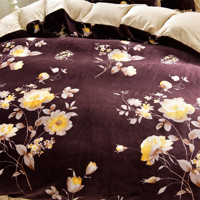 91家纺网 家纺一手货源 找家纺 妮恒美 2024新款韩版牛奶绒四件套 花韵