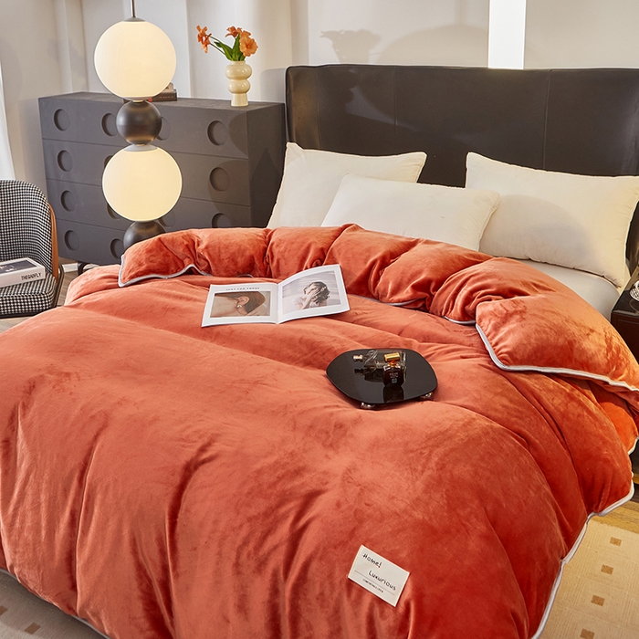 91家纺网 家纺一手货源 找家纺 绣女坊 2024新款牛奶绒220克-单被套 单被套-桔色