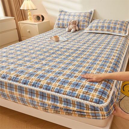 91家纺网 家纺一手货源 找家纺 (总) 兄弟坊 2025新款牛奶绒印花床护垫床笠 床垫保护套