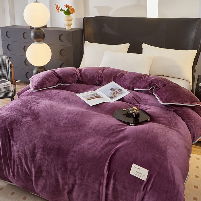 91家纺网 家纺一手货源 找家纺 绣女坊 2024新款牛奶绒220克-单被套 单被套-深紫