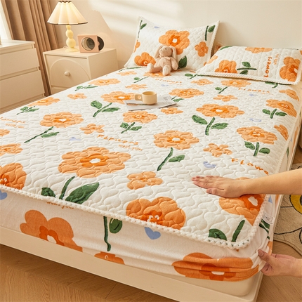 91家纺网 家纺一手货源 找家纺 (总) 兄弟坊 2025新款牛奶绒印花床护垫床笠 床垫保护套