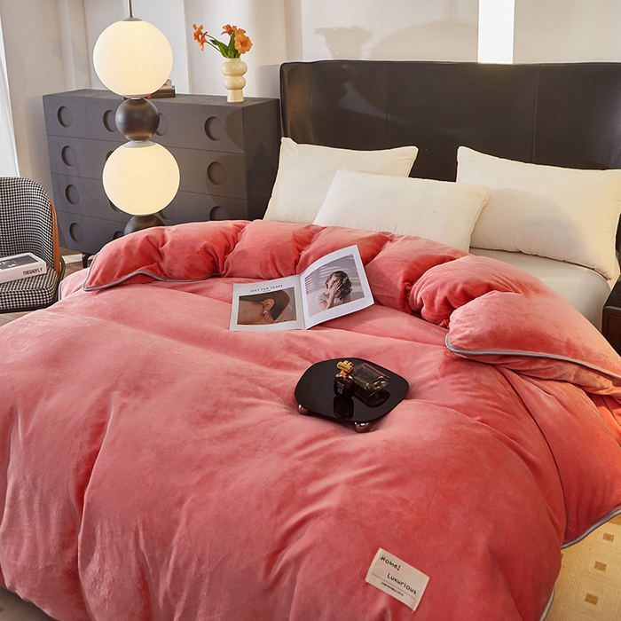 91家纺网 家纺一手货源 找家纺 绣女坊 2024新款牛奶绒220克-单被套 单被套-粉色