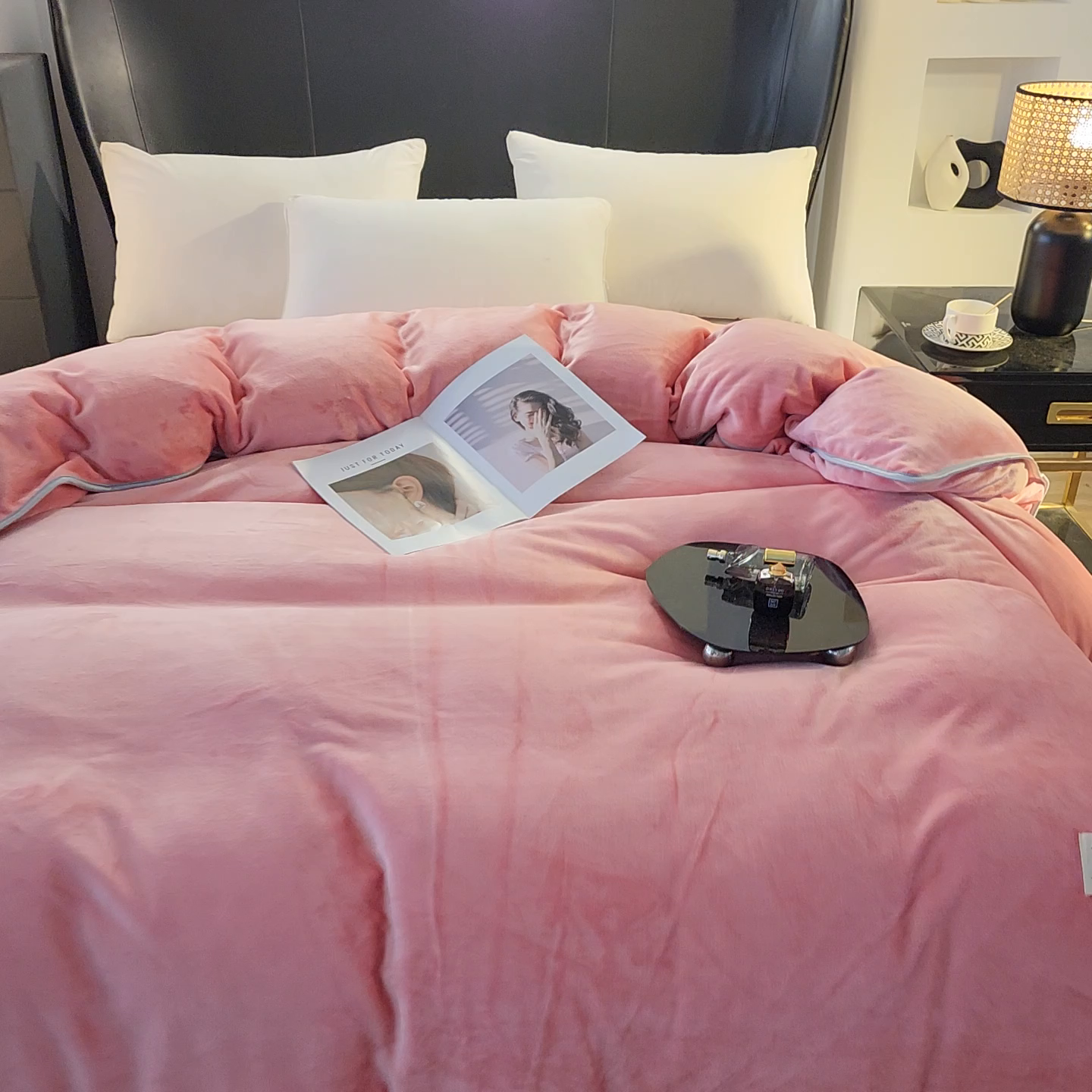 91家纺网 家纺一手货源 找家纺 绣女坊 2024新款牛奶绒220克-单被套 单被套-粉色