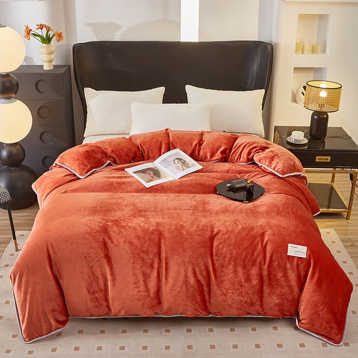 91家纺网 家纺一手货源 找家纺 绣女坊 2024新款牛奶绒220克-单被套 单被套-桔色