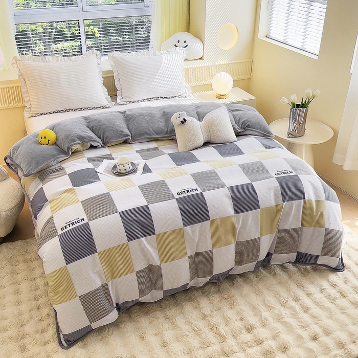 91家纺网 家纺一手货源 找家纺 2024新款全棉加牛奶绒四件套单被套系列-单被套 塞纳风尚