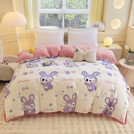 2024新款全棉加牛奶绒四件套单被套系列-单被套 兔宝贝