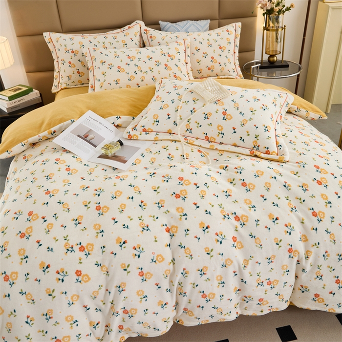 91家纺网 家纺一手货源 找家纺 优姿家纺 2025新款加厚全消光牛奶绒印花四件套 田园生活