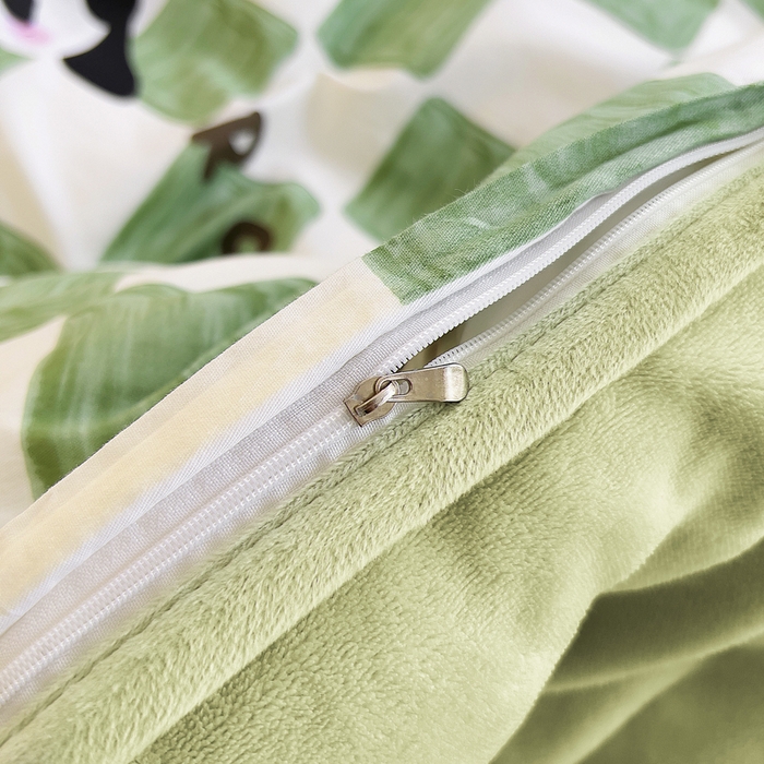 91家纺网 家纺一手货源 找家纺 2024新款全棉加牛奶绒四件套单被套系列-单被套 緑格熊猫