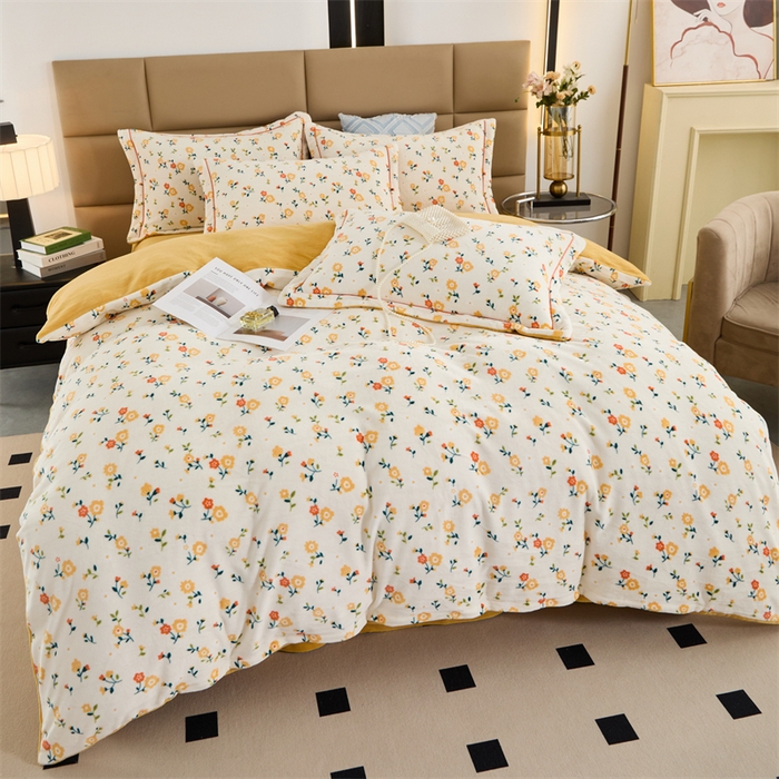 91家纺网 家纺一手货源 找家纺 优姿家纺 2025新款加厚全消光牛奶绒印花四件套 田园生活