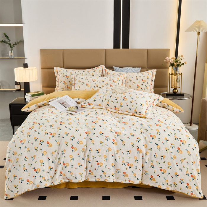 91家纺网 家纺一手货源 找家纺 优姿家纺 2025新款加厚全消光牛奶绒印花四件套 田园生活