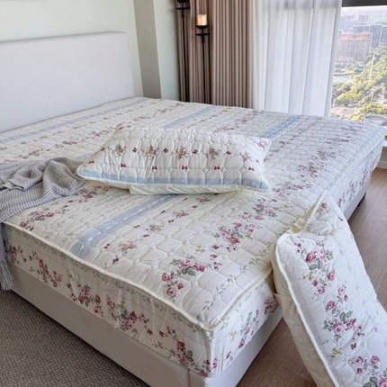 兜米家居 2024新款云朵水洗纱夹棉单品床笠 素美