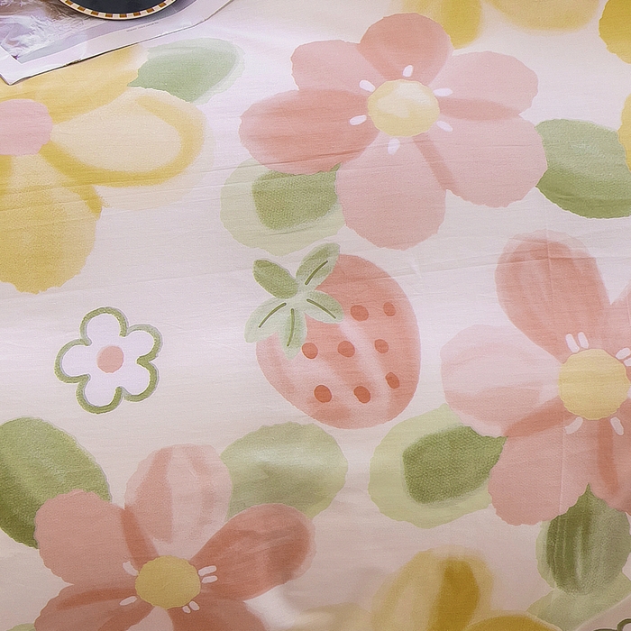 91家纺网 家纺一手货源 找家纺 2024新款全棉加牛奶绒四件套单被套系列-单被套 恋恋花语