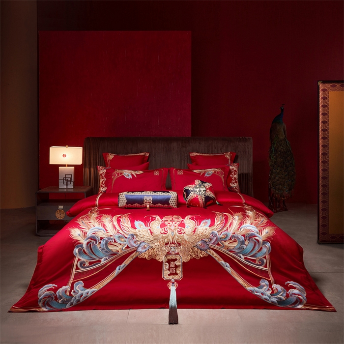 91家纺网 家纺一手货源 找家纺 宏羽纺家纺 2024新款高支高密纯棉提花婚庆套件系列（控价680）江山为聘