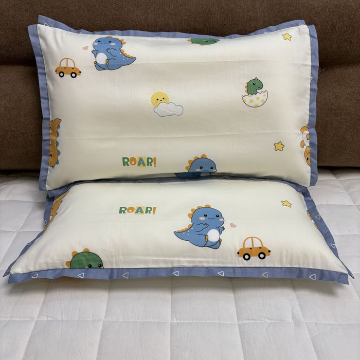 91家纺网 家纺一手货源 找家纺 2024新款A类133x72铂金全棉枕套枕头枕芯七彩童年系列 枕套+枕芯-实拍图 小胖龙