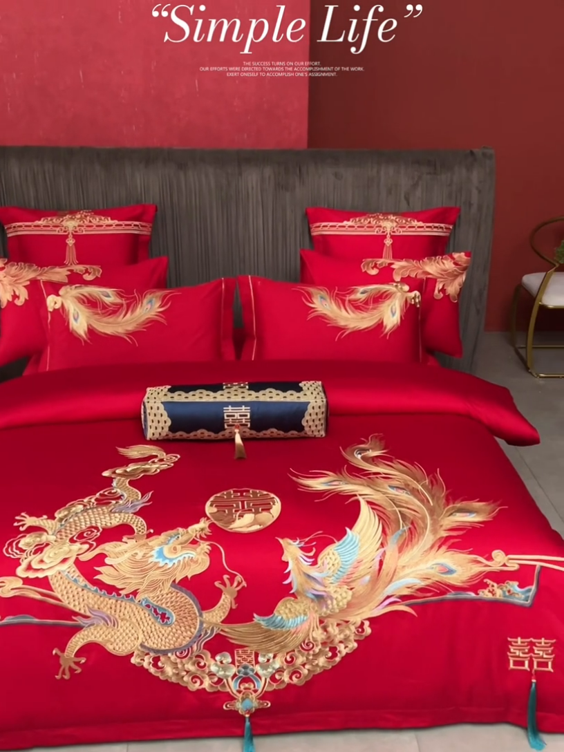 91家纺网 家纺一手货源 找家纺 宏羽纺家纺 2024新款13372纯棉婚庆套件系列 婚嫁喜宴