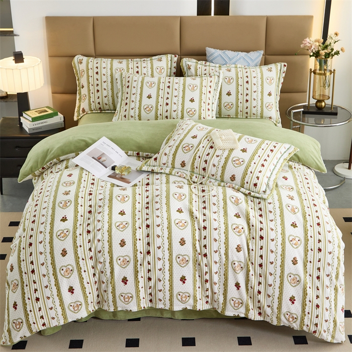 91家纺网 家纺一手货源 找家纺 优姿家纺 2025新款加厚全消光牛奶绒印花四件套 田园印象