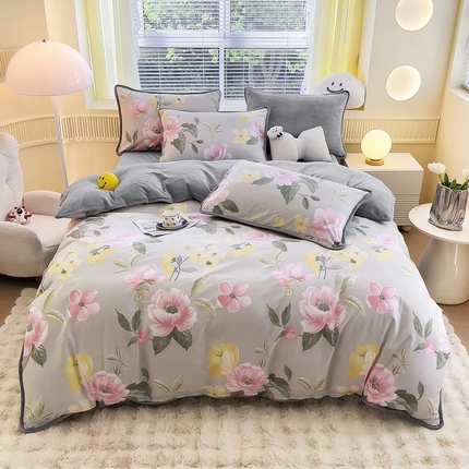 91家纺网 家纺一手货源 找家纺 （总）2024新款全棉加牛奶绒四件套单被套系列-四件套