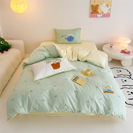 91家纺网 家纺一手货源 找家纺 （总）珺柔家纺 2024新款全棉40支贴画数码印花枕套四件套