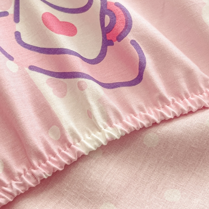 91家纺网 家纺一手货源 找家纺 博雅 2024新款三丽鸥卡通系列全棉印花床笠 魔法美乐蒂