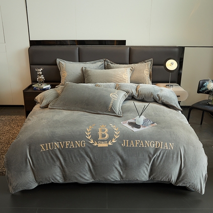 91家纺网 家纺一手货源 找家纺 （总）绣女坊 2024新款高克重宝宝绒四件套