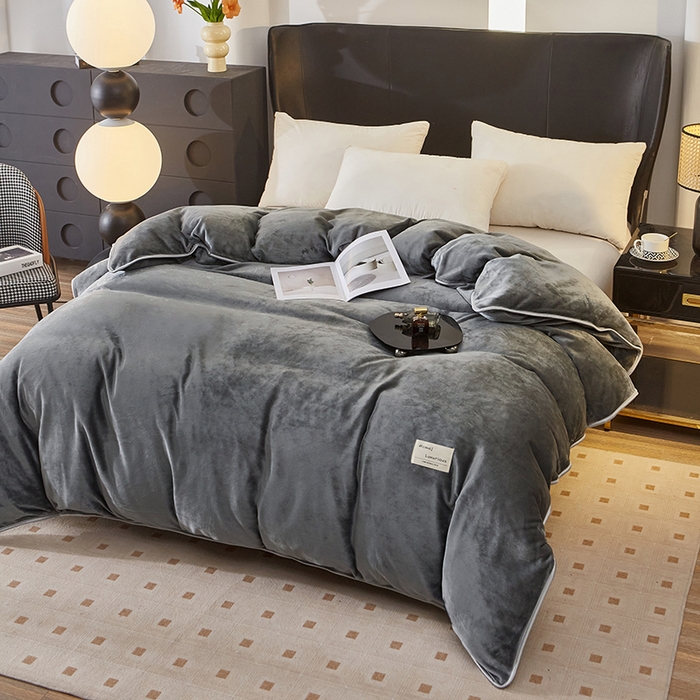 91家纺网 家纺一手货源 找家纺 绣女坊 2024新款牛奶绒220克-单被套 单被套-灰色