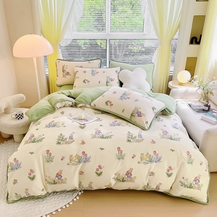 91家纺网 家纺一手货源 找家纺 （总）2024新款全棉加牛奶绒四件套单被套系列-四件套