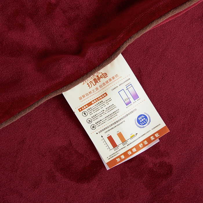 91家纺网 家纺一手货源 找家纺 绣女坊 2024新款高克重宝宝绒四件套 眷恋-酒红色