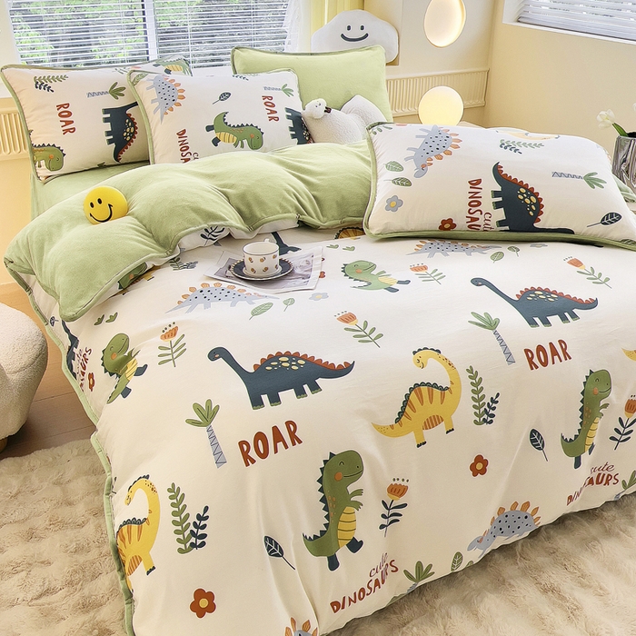 91家纺网 家纺一手货源 找家纺 （总）2024新款全棉加牛奶绒四件套单被套系列-四件套