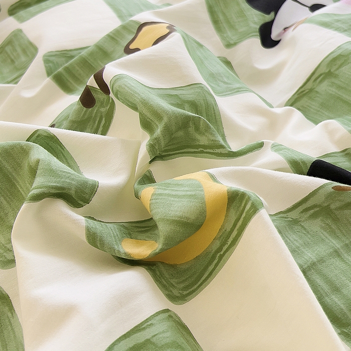 91家纺网 家纺一手货源 找家纺 2024新款全棉加牛奶绒四件套单被套系列-单被套 緑格熊猫