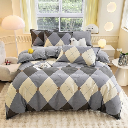 2024新款全棉加牛奶绒四件套单被套系列-四件套 菲拉格