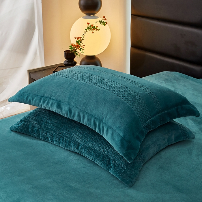 91家纺网 家纺一手货源 找家纺 绣女坊 2024新款雕花绒-大麦四件套 大麦-蓝