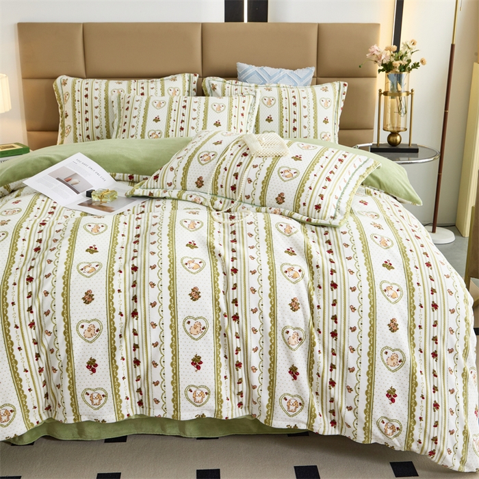 91家纺网 家纺一手货源 找家纺 优姿家纺 2025新款加厚全消光牛奶绒印花四件套 田园印象