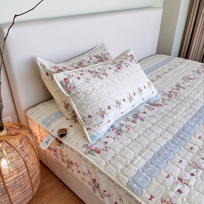 91家纺网 家纺一手货源 找家纺 兜米家居 2024新款云朵水洗纱夹棉单品床笠 素美