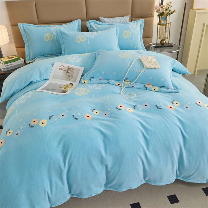 91家纺网 家纺一手货源 找家纺 优姿家纺 2025新款加厚全消光牛奶绒印花四件套 浅浅花香