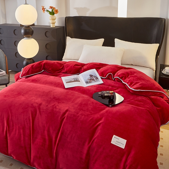 91家纺网 家纺一手货源 找家纺 绣女坊 2024新款牛奶绒220克-单被套 单被套-大红色