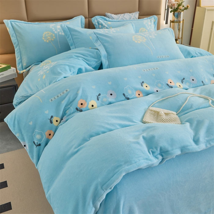 91家纺网 家纺一手货源 找家纺 优姿家纺 2025新款加厚全消光牛奶绒印花四件套 浅浅花香