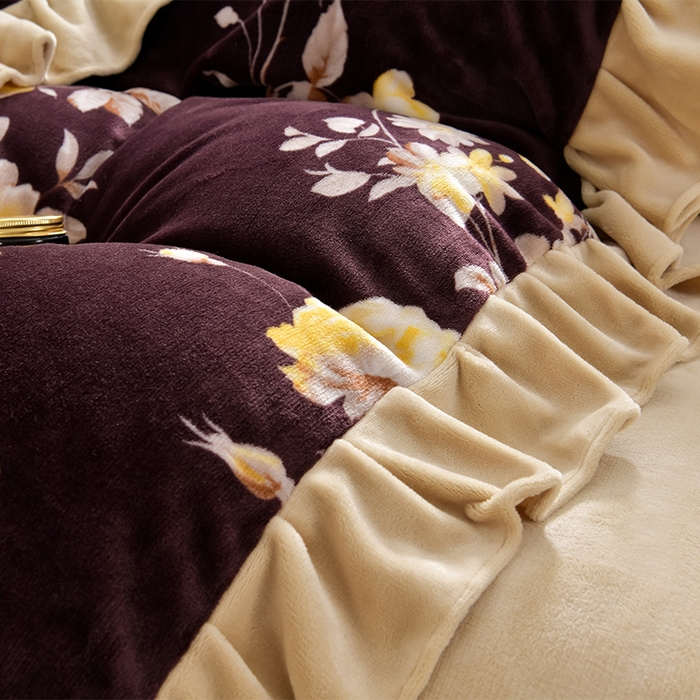 91家纺网 家纺一手货源 找家纺 妮恒美 2024新款韩版牛奶绒四件套 花韵