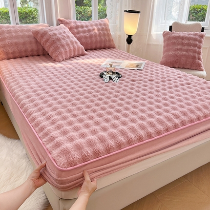 91家纺网 家纺一手货源 找家纺 （总）圣比熊 2025新款兔毛绒床笠水晶绒床垫保护套牛奶绒床垫套1