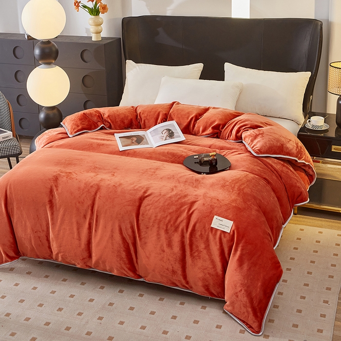 91家纺网 家纺一手货源 找家纺 绣女坊 2024新款牛奶绒220克-单被套 单被套-桔色