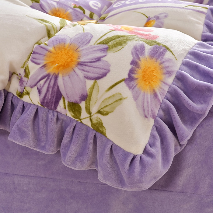 91家纺网 家纺一手货源 找家纺 妮恒美 2024新款韩版牛奶绒四件套 芳草集