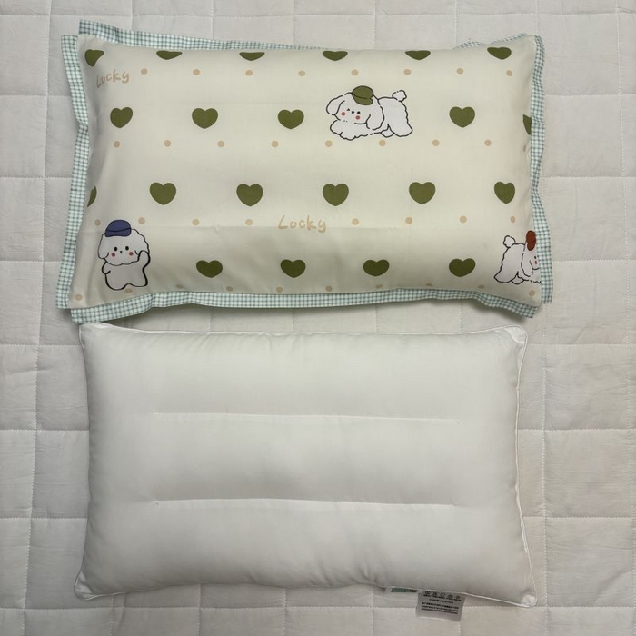 91家纺网 家纺一手货源 找家纺 2024新款A类133x72铂金全棉枕套枕头枕芯七彩童年系列 枕套+枕芯-实拍图 嘟嘟狗