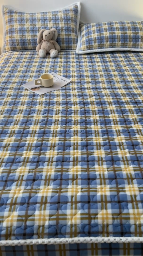 91家纺网 家纺一手货源 找家纺 兄弟坊 2024新款牛奶绒印花床护垫床笠 床垫保护套 悠闲格调-床笠款